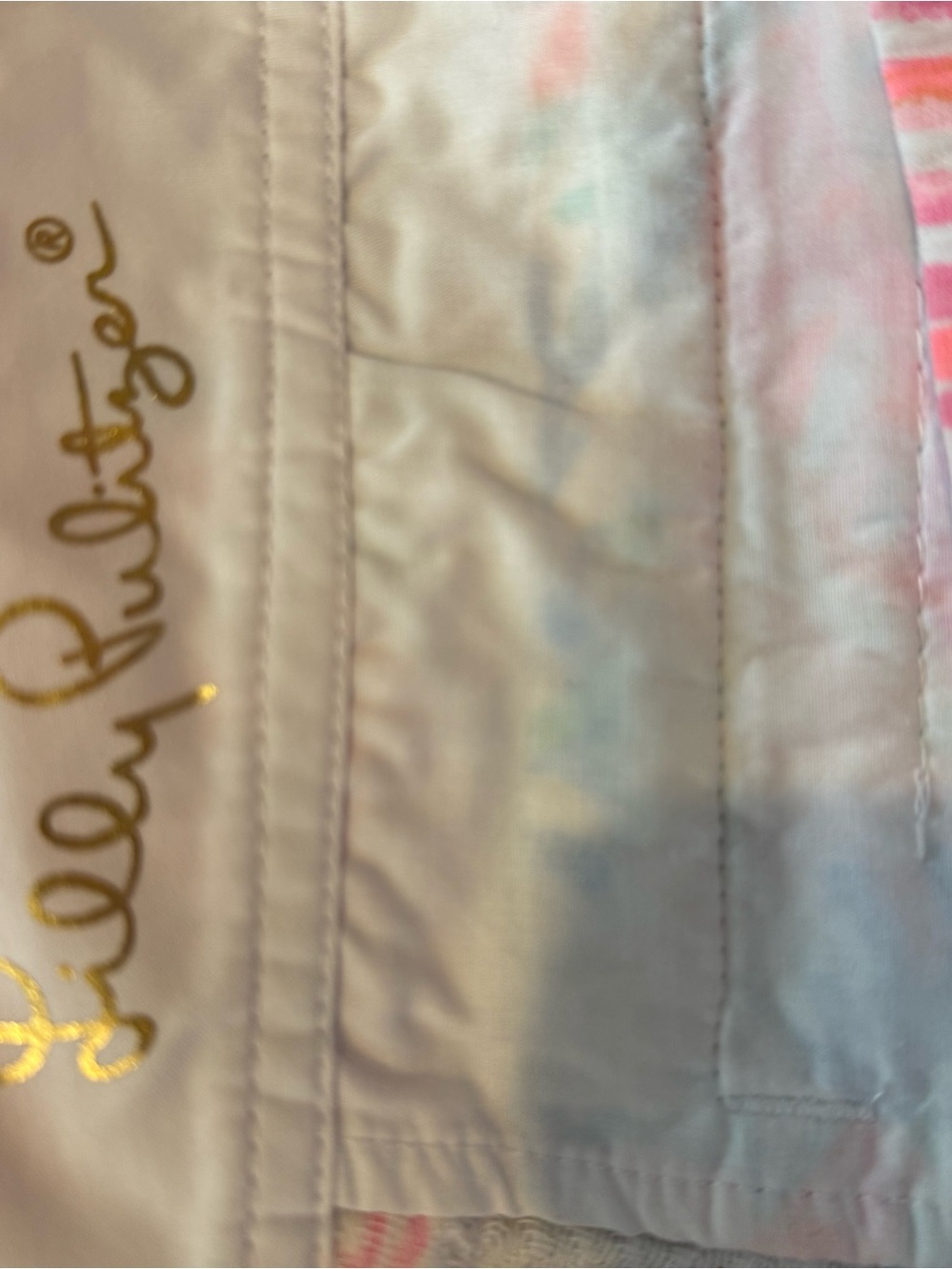 Lilly Pulitzer Coral & Aqua Seersucker Crab Print Shorts - Picture 3 of 4